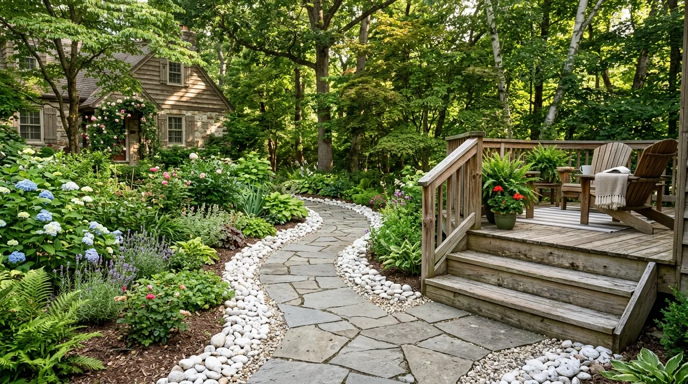 White Stone Around Minimal Planting